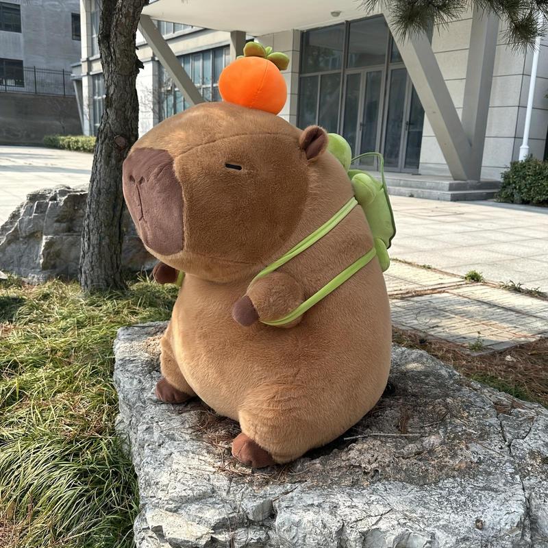 Capybara Plush Toy, Adorable Simulation Plush Toy, Cute Soft Stuffed Animal With Turtle Backpack, Birthday Gift For Boys And Girls