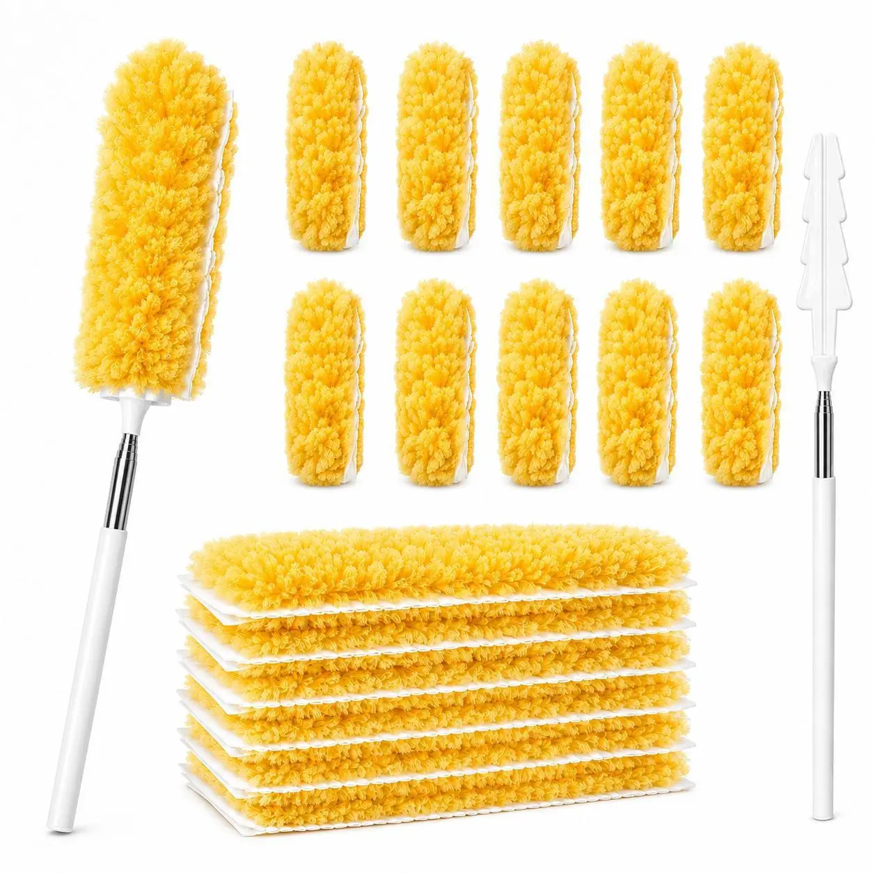 20-Pack 360 °   Disposable Duster Refills with 1 Handle, Heavy-Duty Dusting Tool for Furniture, Blinds, Ceiling Fans, Shelves, Vents & Everyday Home Cleaning