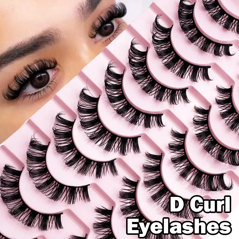 10 Pairs Russian Volume Lash Extensions Super Curly, Fluffy, And Wispy 3D Makeup False Eyelashes For Daily, Party