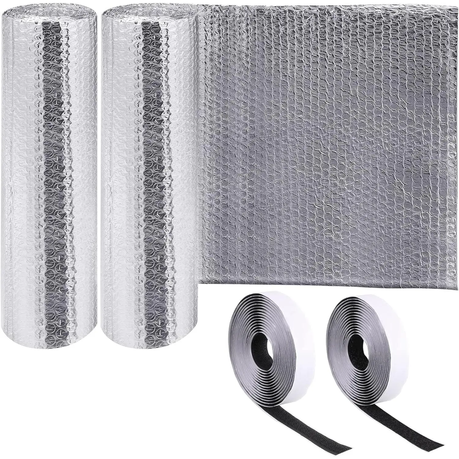 Frienda Reflective Roll Thermal Insulation, 16in x 10ft Double Aluminum Foil Bubble Texture Custom Cut Blackout Cover for RV, Travel Camper