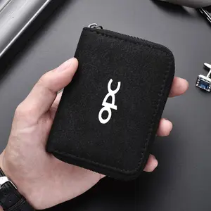 Simple Leather Zipper Card Wallet, Unisex Portable Organizer, Car Document Holder, Multi-Function Card Case for Opel Models