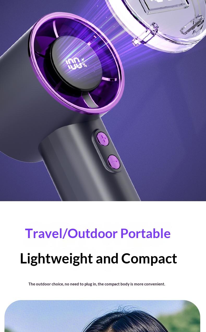 High Speed Portable Handheld Fan, 100-Speed Adjustable Turbo Mini Fan, Low Noise Rechargeable Personal Fan with Digital Display, Ideal for Gifts, Travel, Camping & Outdoor Use High Speed Portable Handheld Fan, 100-Speed Adjustable Turbo Mini Fan, Low Noise Rechargeable Personal Fan with Digital Display, Ideal for Gifts, Travel, Camping & Outdoor Use
