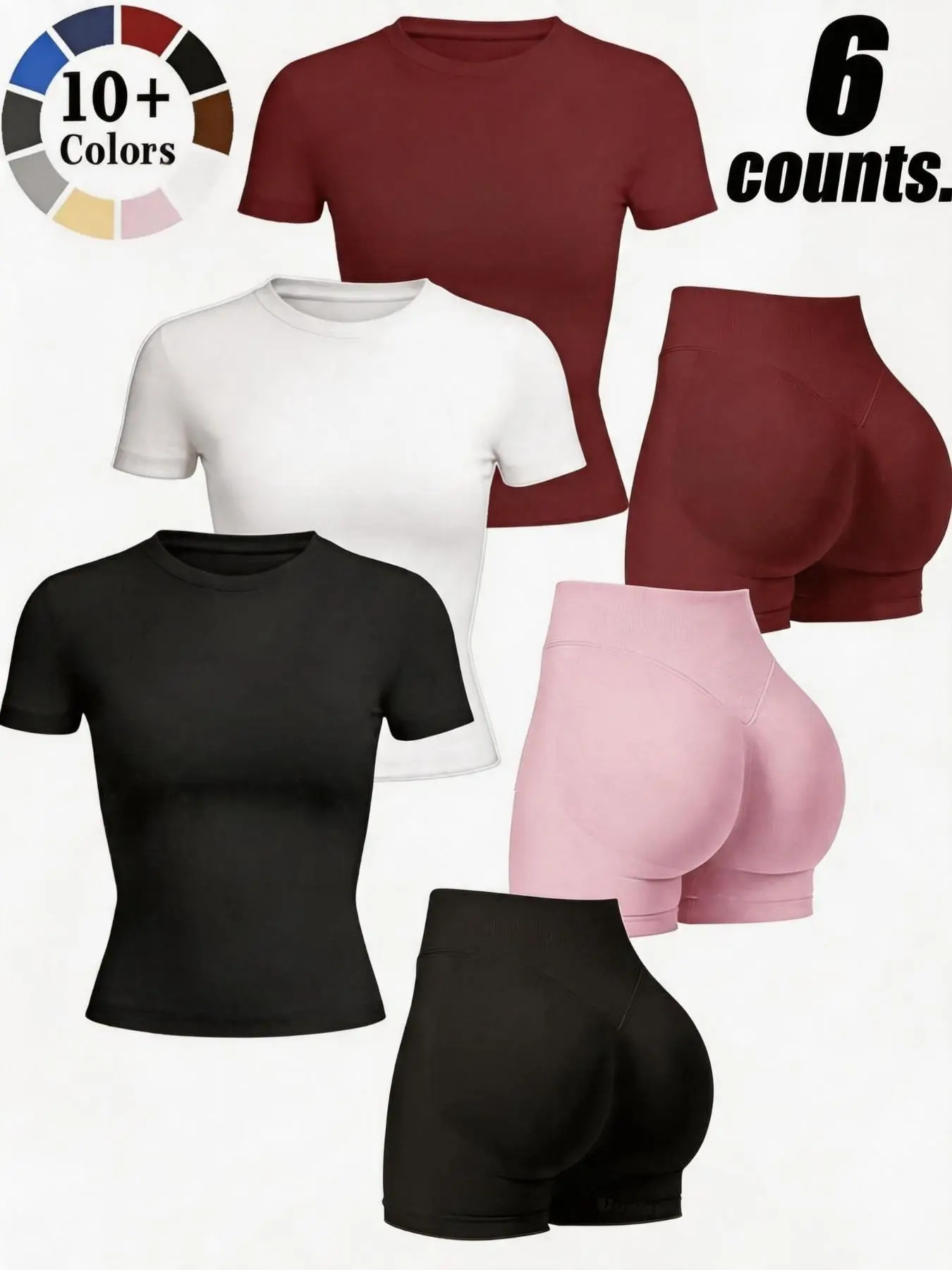 Women's Plain Knit High-Waisted Shorts Set, High Waist Activewear, Everyday Activewear, Sporty Summer Workout, Ideal for Gym and Daily Wear, Comfortable and Stylish