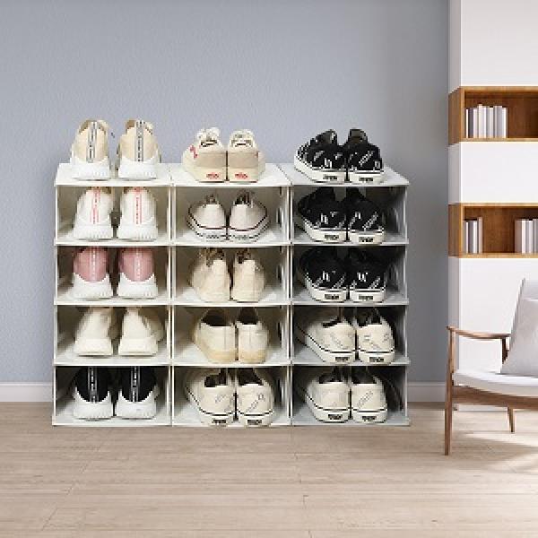 6-Tier Shoe Rack, Stackable Storage Organizer for Bedroom Entry, Adjustable Rack, Shoe Slots Shelf, Easy Tower Rack, Grey