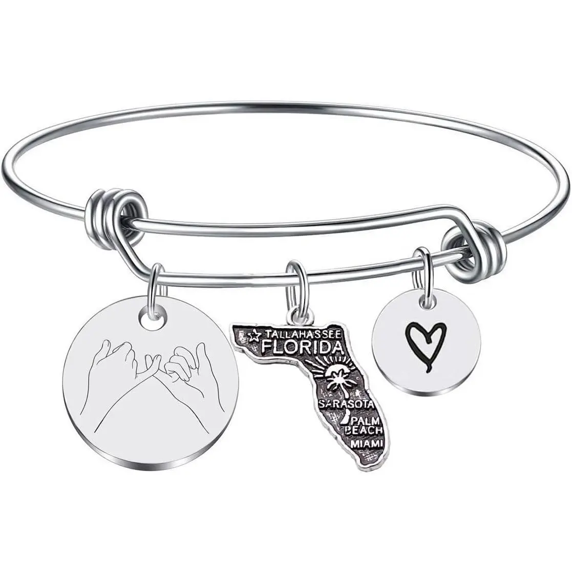 Pinky Promise  Map Pendant Bracelet Long Distance Relationship State Map Bracelet Going   Travel