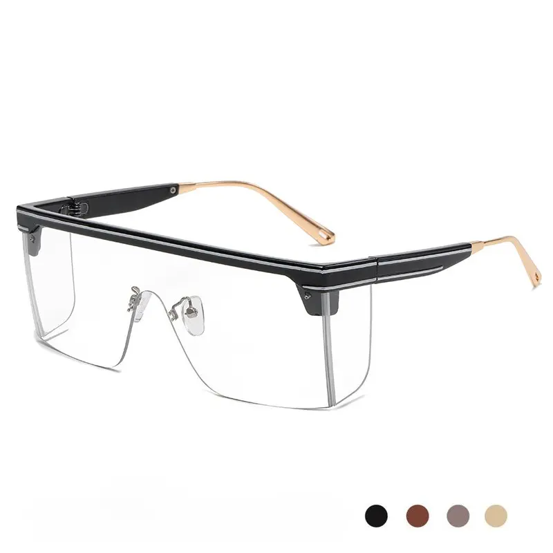 New Oversized Square Rimless Sunglasses for Women, One-Piece Watermark Lens Fashion UV Protection Shades
