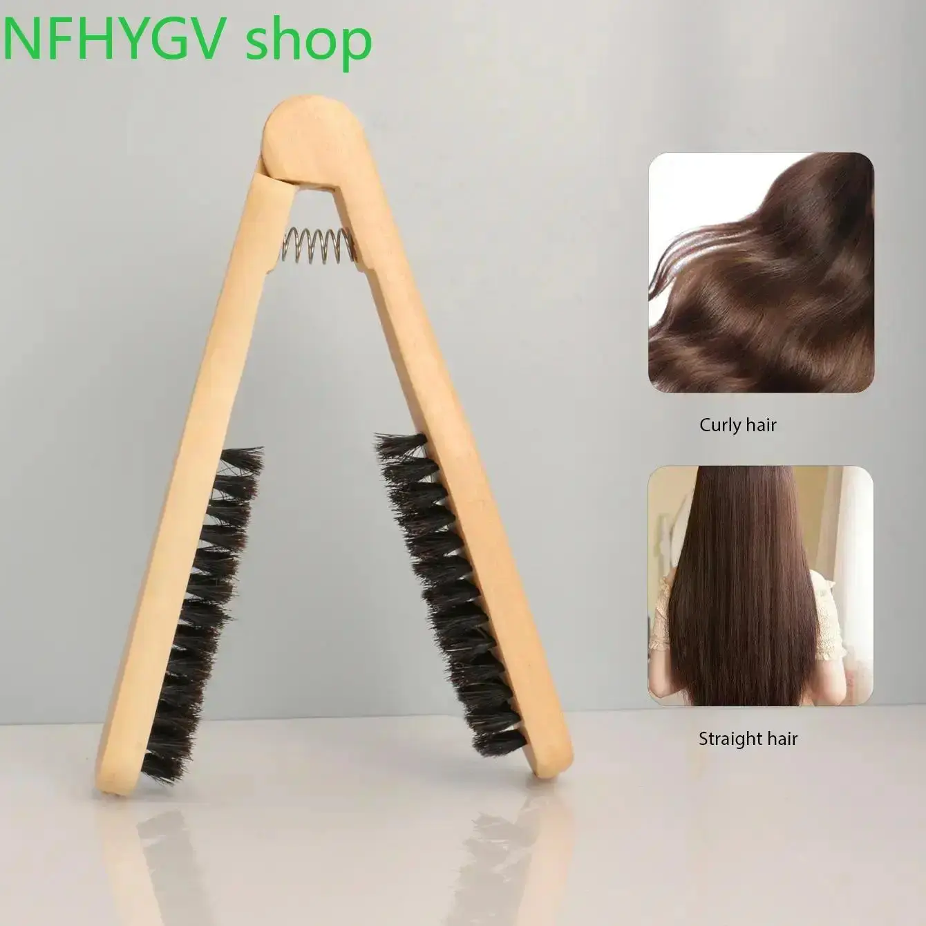 Anti-Scald V-Shaped Solid Wood Hair Straightening Comb, Heat Resistant Professional Salon Styling Brush, Practical Hair Straightener Tool For Daily Hairstyle Making