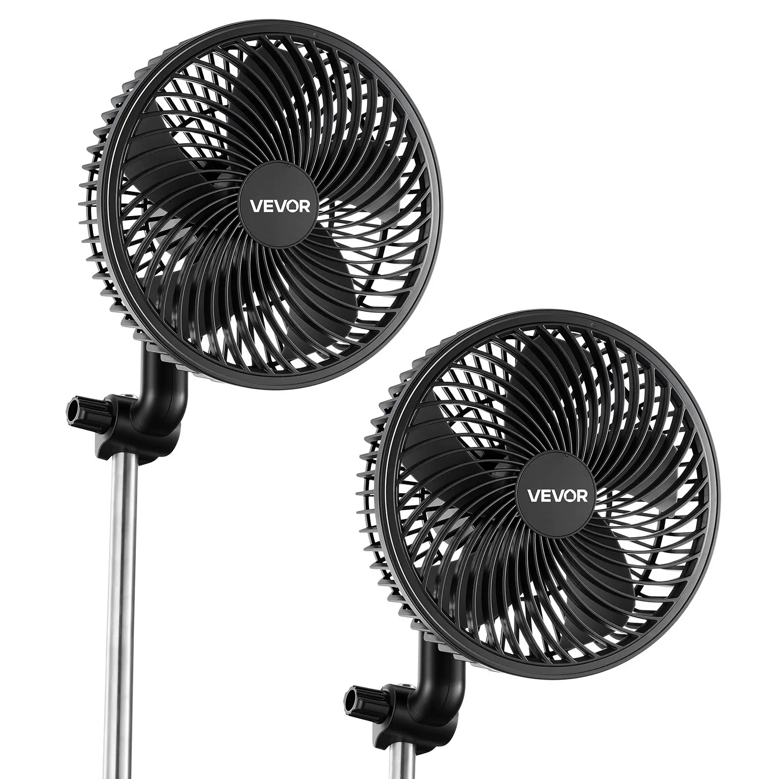 【DealsForYouDays】VEVOR Plant Fan, Grow Tent Clip On Fan, Type-C Port with 9 Speeds Circulation Mode, Smart Control, Powerful Oscillating, for Hydroponics Circulation Cooling, Black, 2 Pack