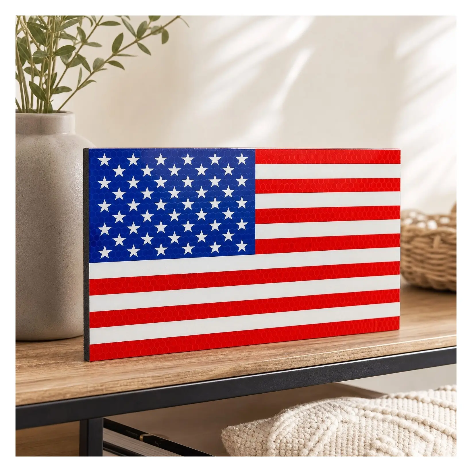 2PC Reflective American Flag Magnet for Car Truck - 5 x 3 Inches - USA Patriotic Magnetic FlagGift