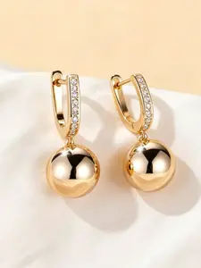 Unique Geometric Ball Rose Gold Hoop Earrings, Ear Hoops, Elegant Lightweight Style, Fashionable Earrings Jewelry, Perfect for Daily Wear, Casual Outing, Dates, Parties