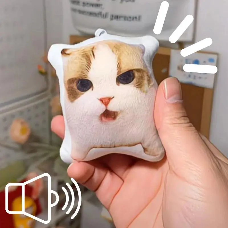 Portable Squeeze Talking Cat For Bag Cat Voice Keychain With Sound Decompression Soft Plush Realistic Meow Sound Kids Toy