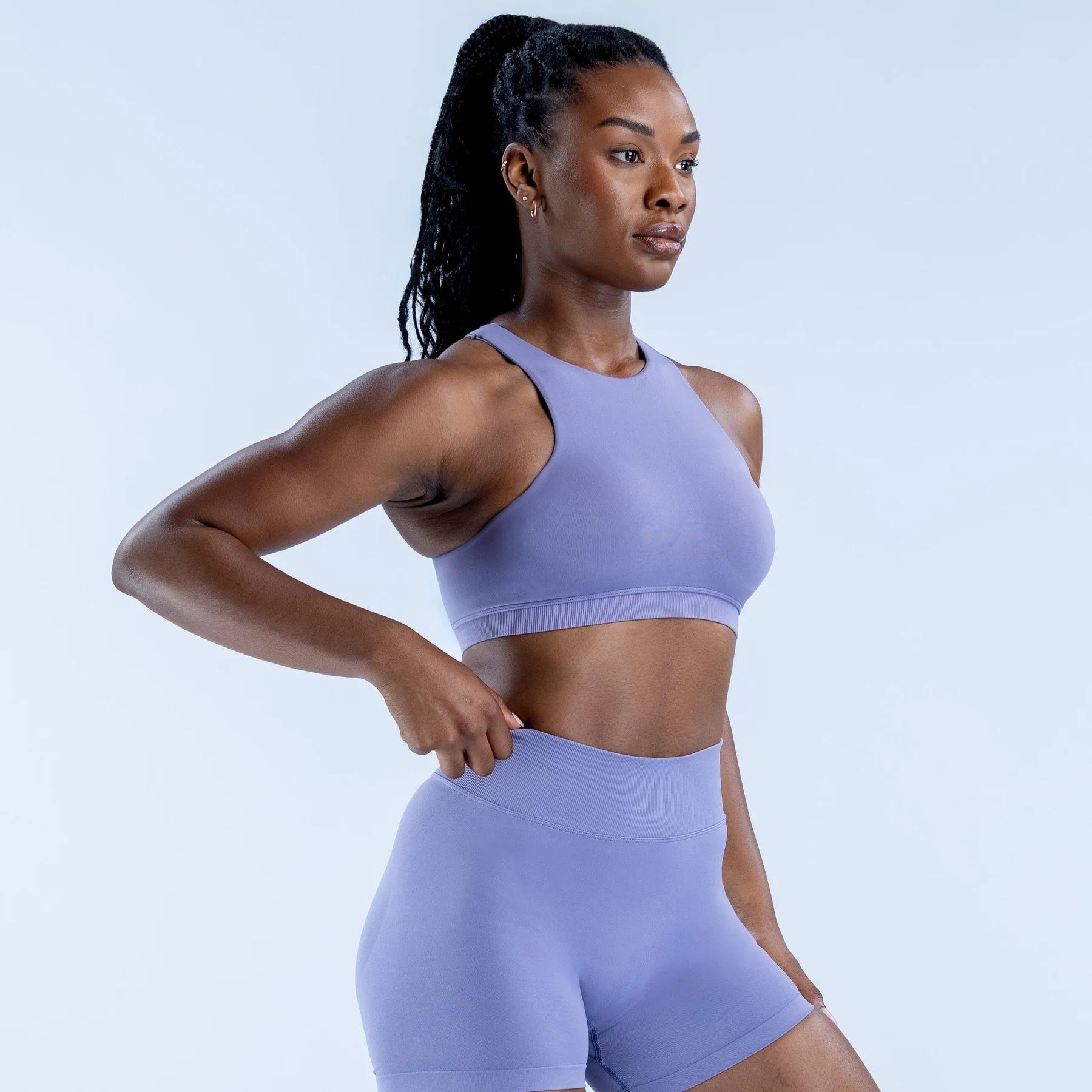 Seamless Thin Strap Sports Bra For Women High Elastic Racerback Yoga Top, Body Shaping Workout Bra With Pads Seamless Thin Strap Sports Bra For Women High Elastic Racerback Yoga Top, Body Shaping Workout Bra With Pads