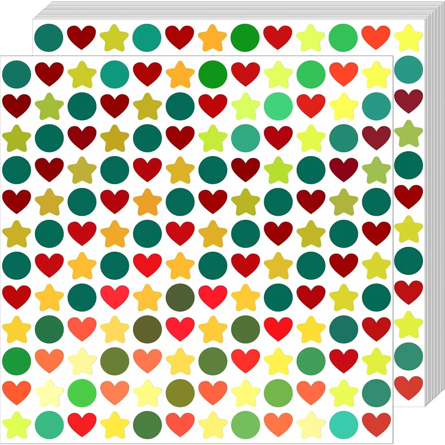 2160 count Holographic  Heart Dot Shapes Stickers for  0.6 Inch |  Multicolor Sparkly  Charts, School Classroom Teacher Supplies, DIY Decorations
