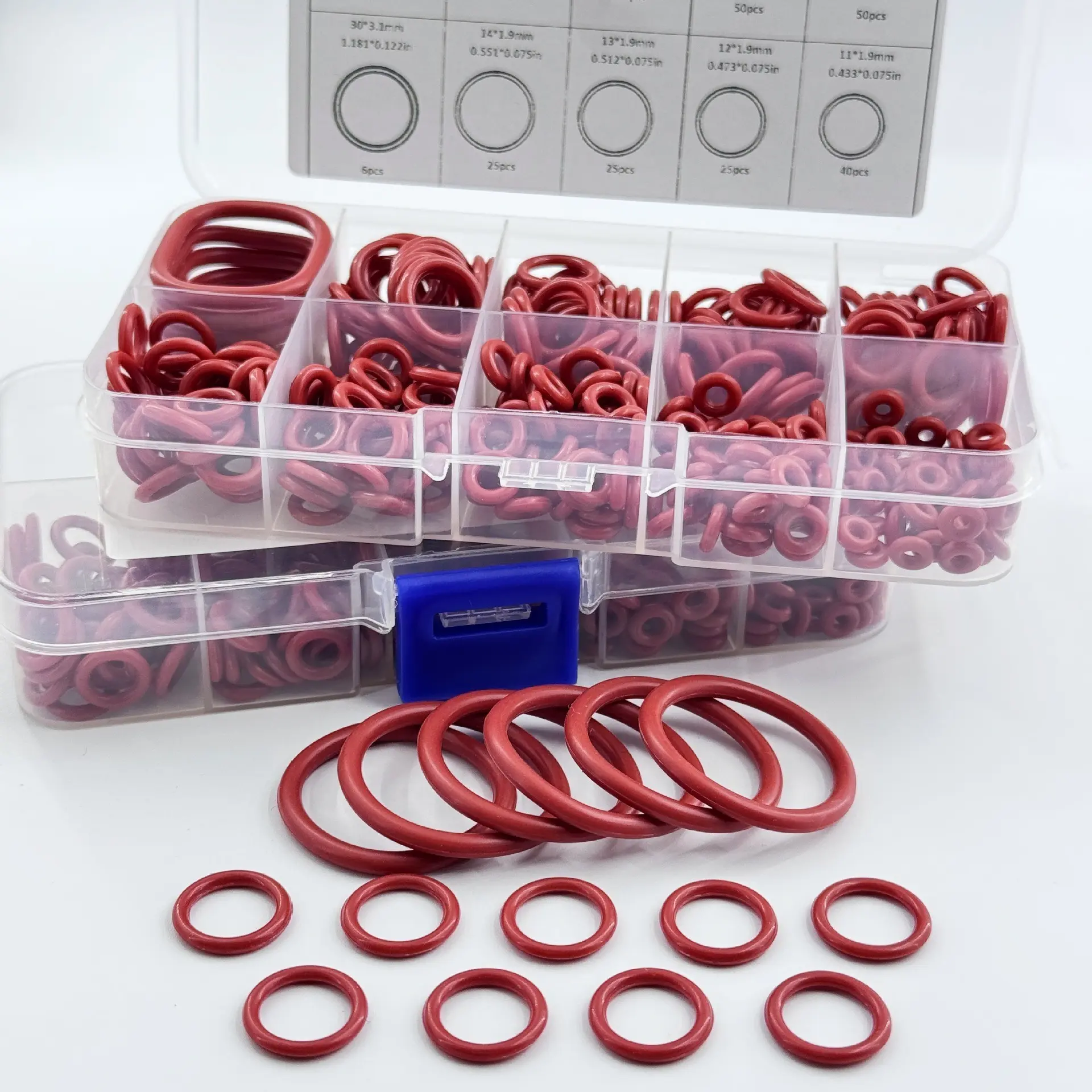 351pcs Silicone O-ring Set with 10 Sizes, Oil and Heat Resistant, Suitable for Automobiles and Pipelines