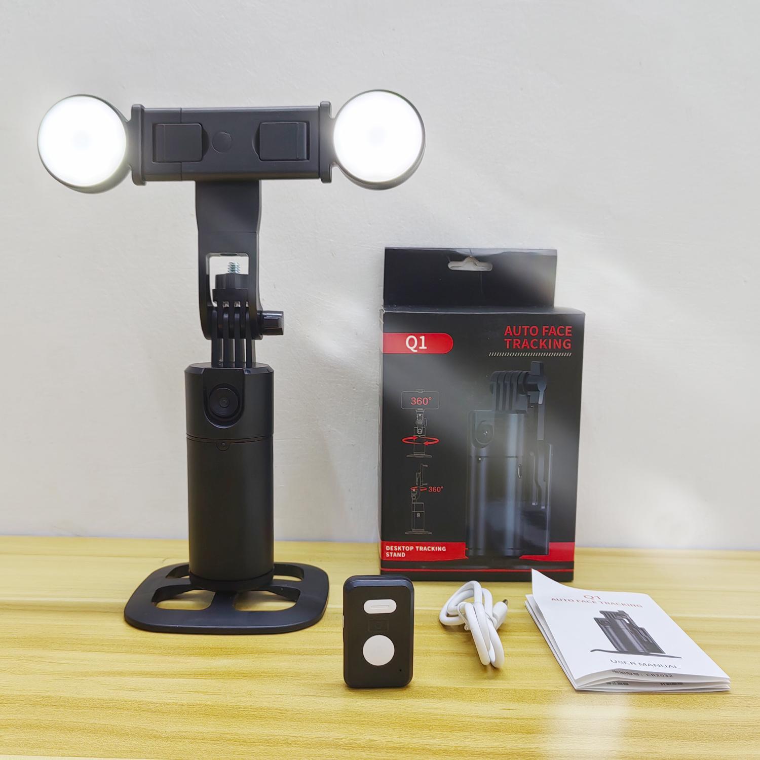 Auto Face Tracking Stabilizer, 360° Rotatable Cellphone Holder with Remote & Fill Light, Camera Gimbal Stabilizer, Smart Shooting Phone Stand for Video Vlog Live Stream, Tripod Light