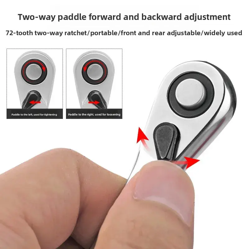 Mini 1/4 inch Double Ended Quick Socket Ratchet Wrench Socket Screwdriver Bit Driver Quick Release Ratchet Wrench Hand Tools Multifunctional Ratchet Wrench
