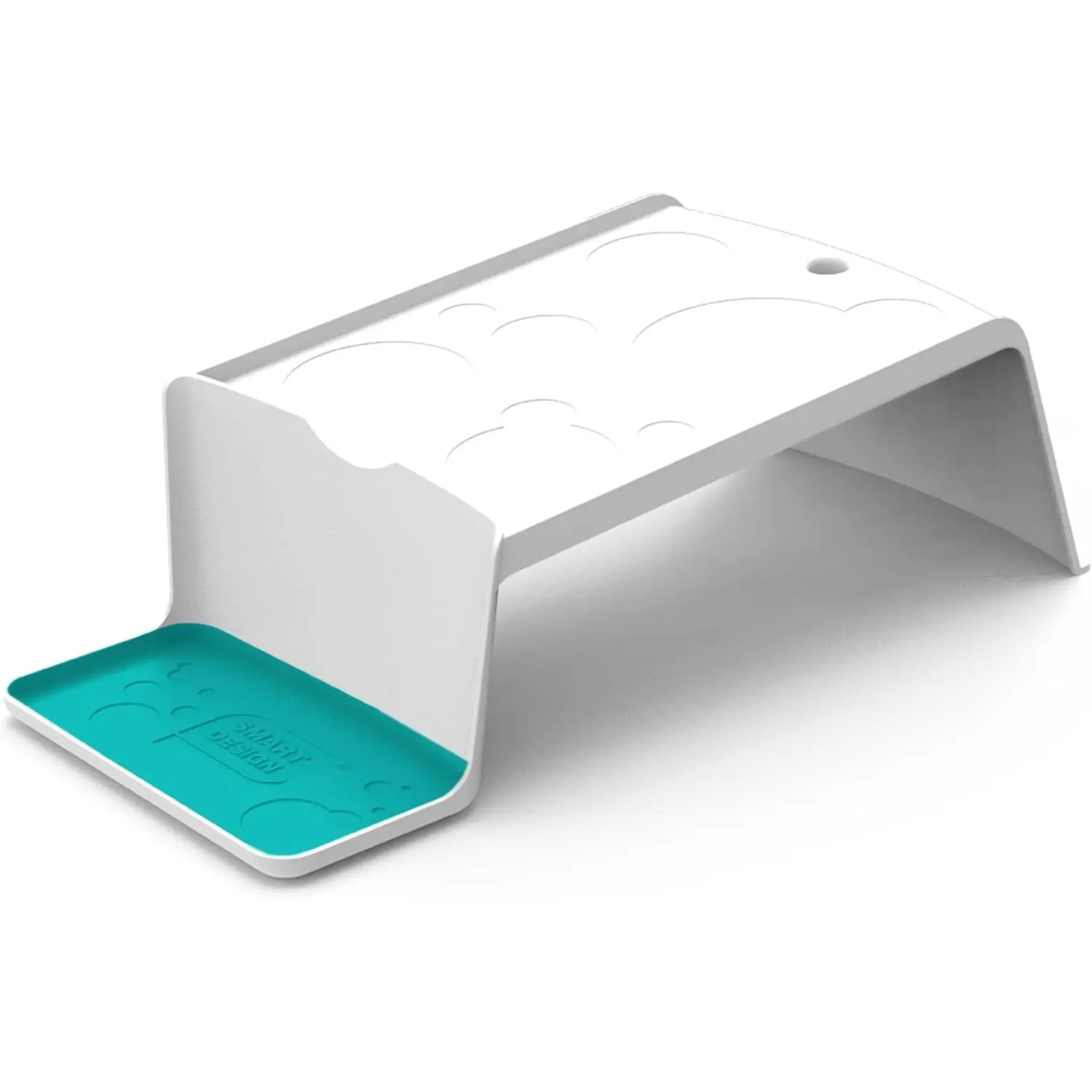 Resin Angled Forward Single Rectangle Laundry Detergent Organizer with Drip Tray - 1 Unit, 12.68(l)x5.83(w)x3.9(h)in, Liquid & Fabric Softener Compartment for Laundry Room Cabinet/Undersink Storage, White Sink Rack, 5.8" X 12.7", One Unit