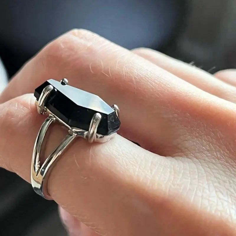 Coffin Ring, Black Coffin Ring, Goth , Black Onyx Jewelry, Vampire , Witch, Gothic, Onyx Rings, Onyx Gemstone jewelry