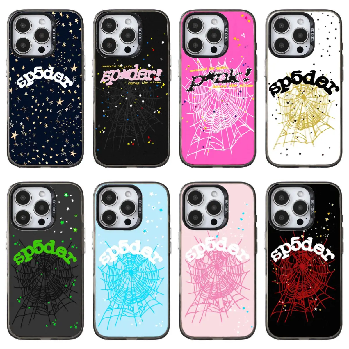 Colorful Spiderweb phone Cases for iPhone17 ProMax /16/15/14/13/12/11 Plus for Samsung phones, suitable for both men and women,  birthdays and parties.