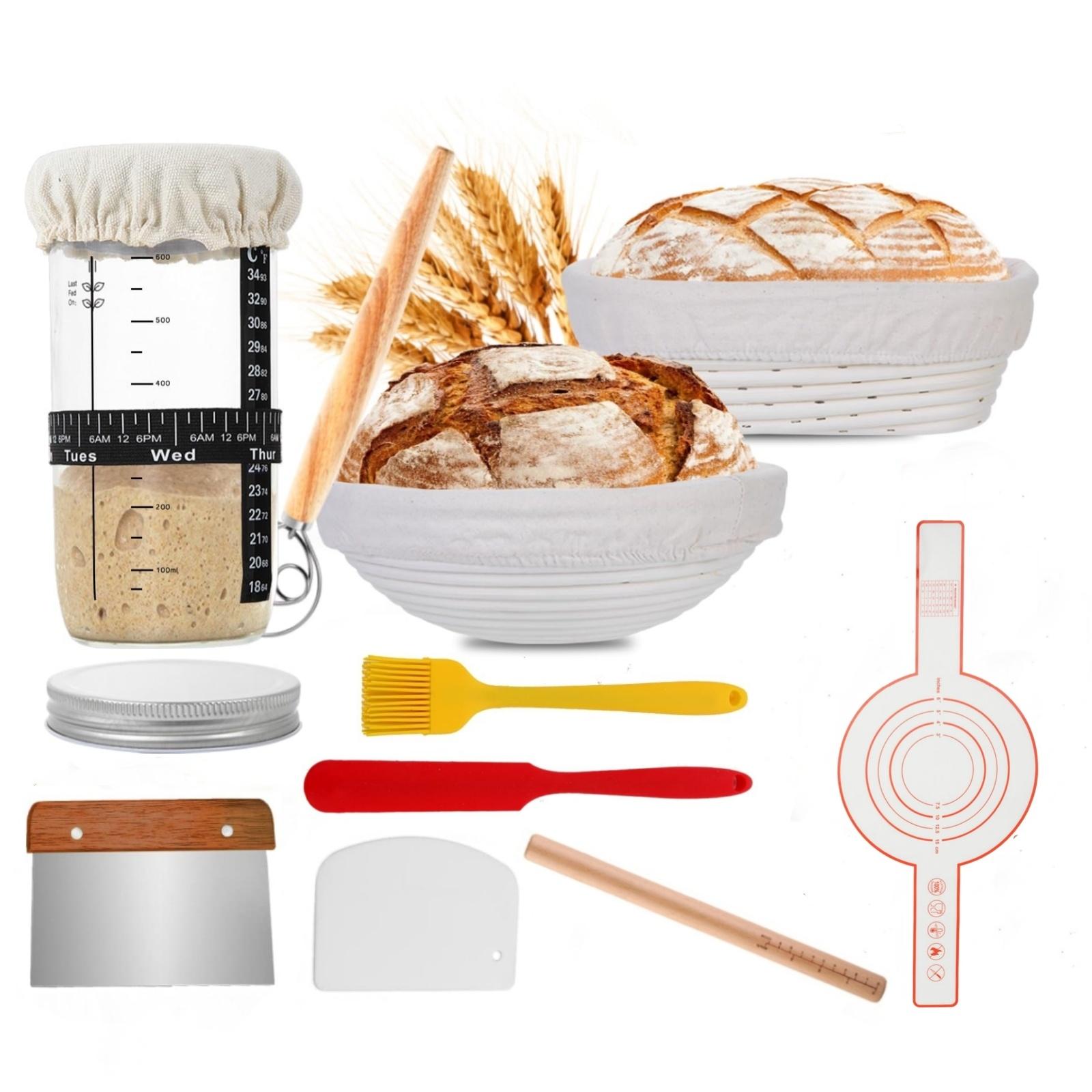 Bread Making Tool Set, 1 Set Bread Fermentation Basket Sourdough Proofing Basket & Bread Baking Tool, Baking Utensils for Home Kitchen, Household Kitchen Products