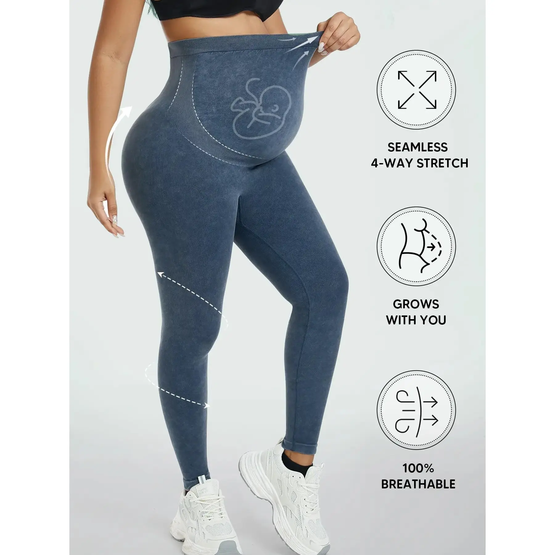 Maternity Yoga Leggings, High Waist Support, Soft Elastic Comfort, Perfect for Pregnancy & Daily Wear, Autumn/winter Maternity Clothing, Pregnancy Clothes