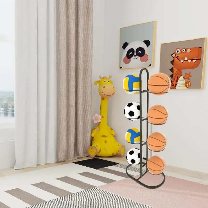 Foldable Storage Rack, Ball Organizer Cabinet, Detachable Cube Soccer Rack, Carbon Steel Basketball Rack, Vertical Display Shelf