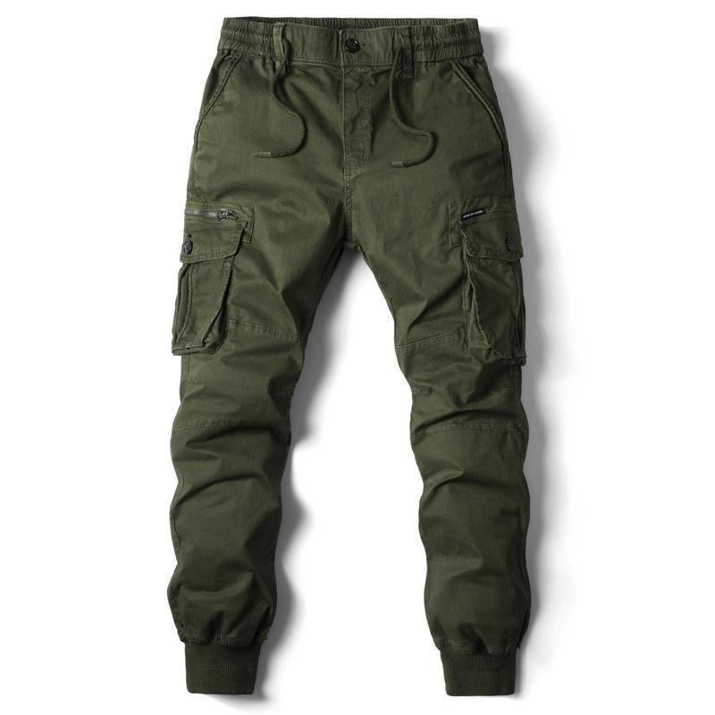 New Men's Plus Size Cargo Casual Pants Fashion Korean Style Multi-color Casual Military Cargo Pants Cotton Fabric Menswear Green Long Medium Khaki Mid