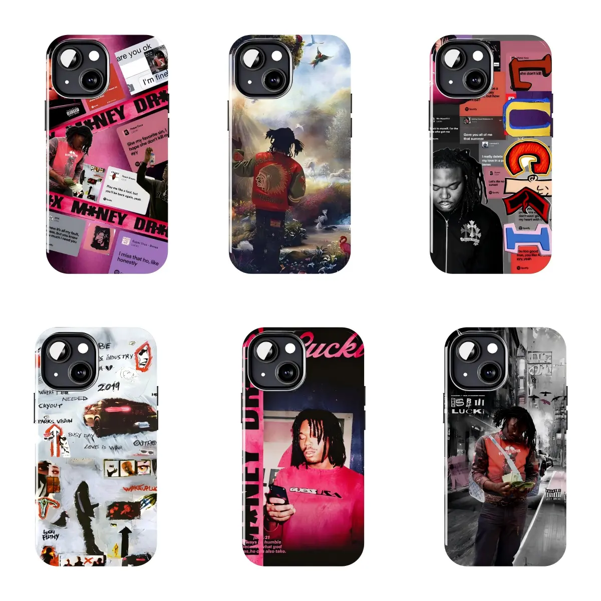 Lucki Rapper Durable Protective Phone Case, Hip Hop Streetwear Aesthetic Album Collage Graphic Cover, Compatible with iPhone 11-17 Pro Max/Plus & Samsung Galaxy S23-S25 Devices (Mobile Accessories), Protection, Flexible Tpu