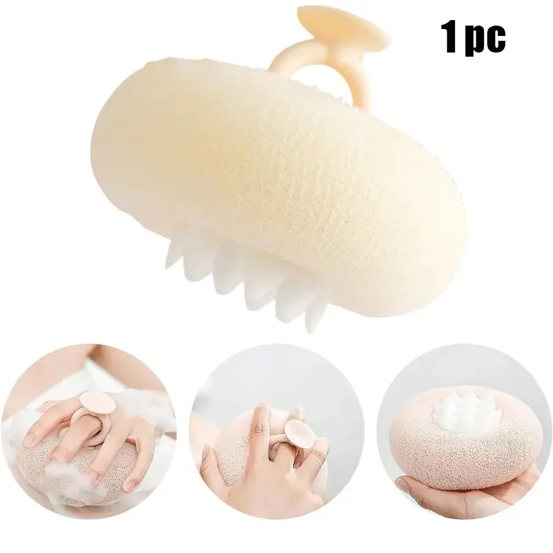 🌻 2-in-1 Sunflower Suction Bath Sponge ｜ Ultra Soft Exfoliating Loofah Scrubber with Wall Suction Cup ｜ Shower Body Puff Mesh Loofah for Men & Women