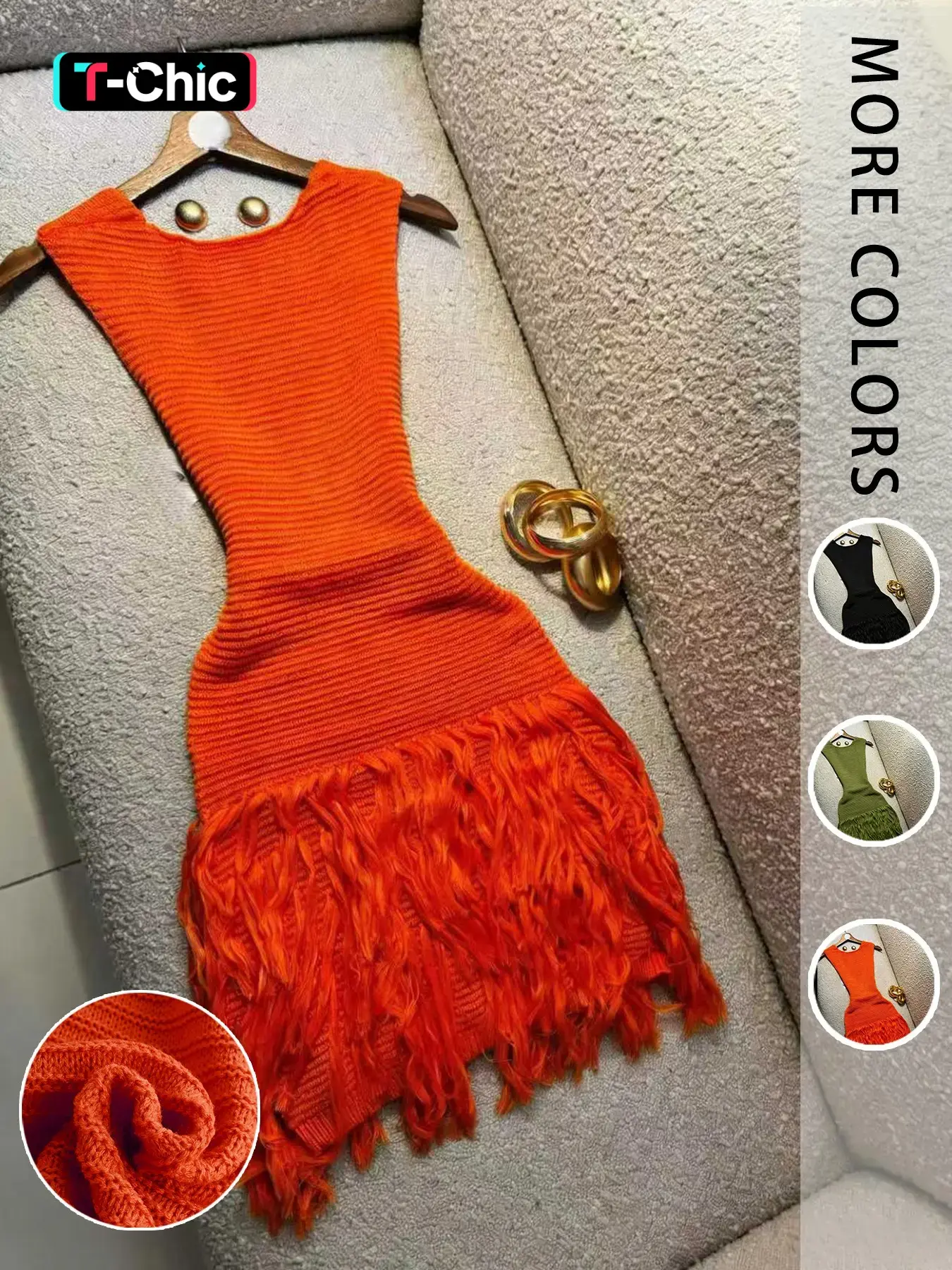 Women's Y2K Solid Color Sleeveless Slim-Fitting V-Neck Knit Fringe Hem Ribbed Mini Dress, Summer Vacation Casual Wear, Bodycon Summer Dress, Bodycon Knitted Dress