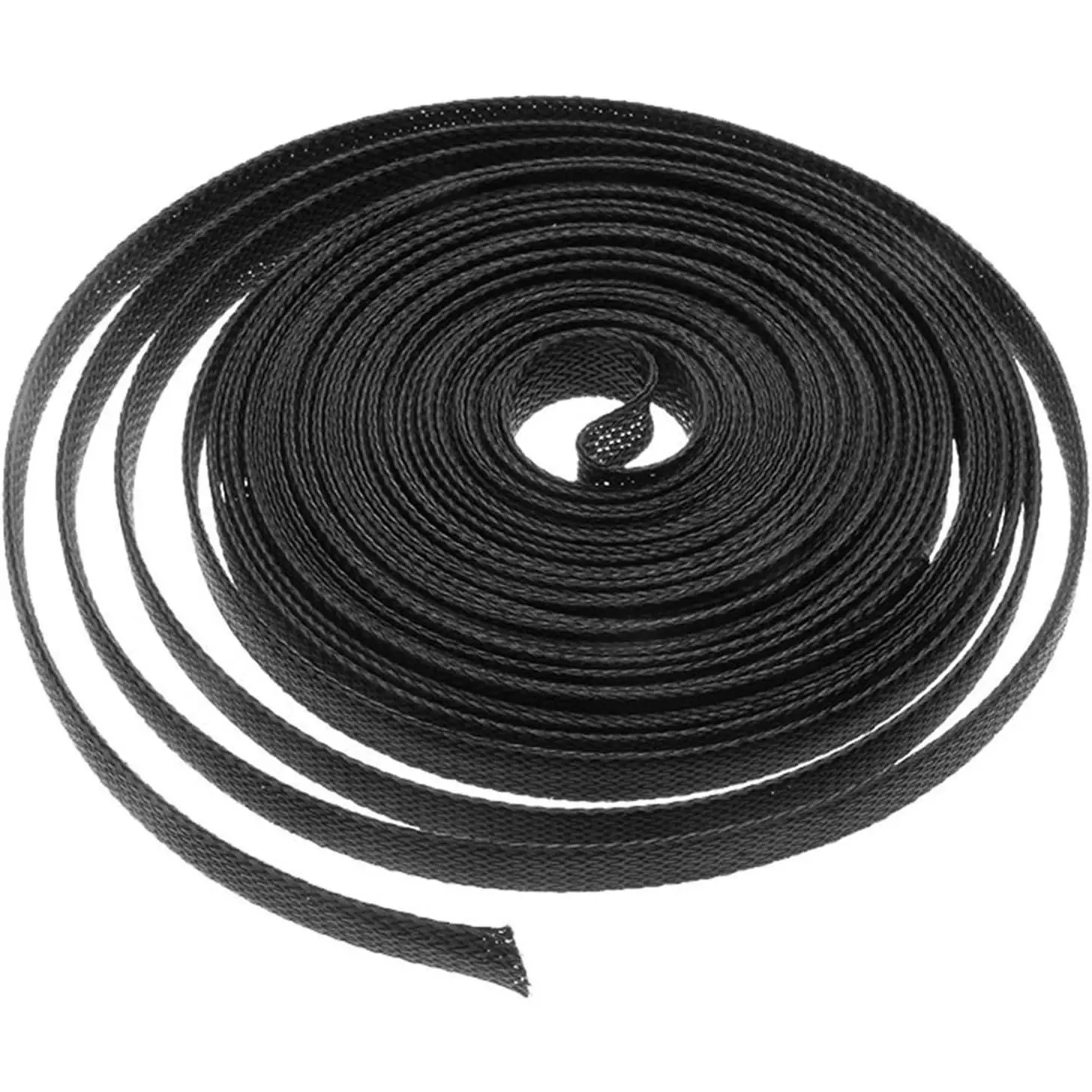 Flame-Retardant Polyester Synthetic Black Expandable Braided Wire Sleeve, 16.4 ft Long, 1/4 in, 2 Sizes, Easily Cut, Easy to Install, Wire Protector for Automotive, Audio Video Devices, Round Braid