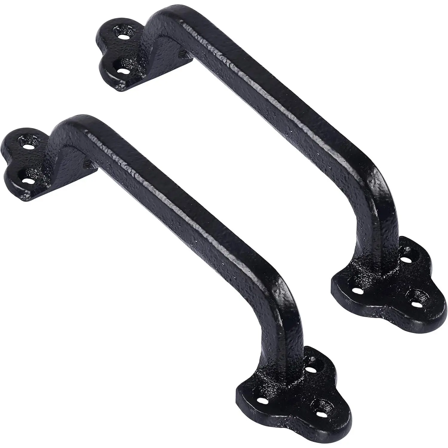 Dseap Barn Door Handle, 9" Heavy Duty Rustic Cast Iron Gate Grab Handles and Pulls, Black, Pack of 2