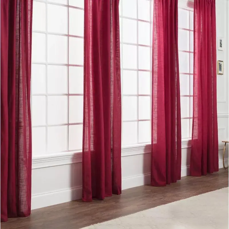 Elegant Burgundy Sheer Drapes for Bedroom & Living Room, 1pc Lightweight Home Decorative Curtain for Home Decor, Stylish Window Treatment