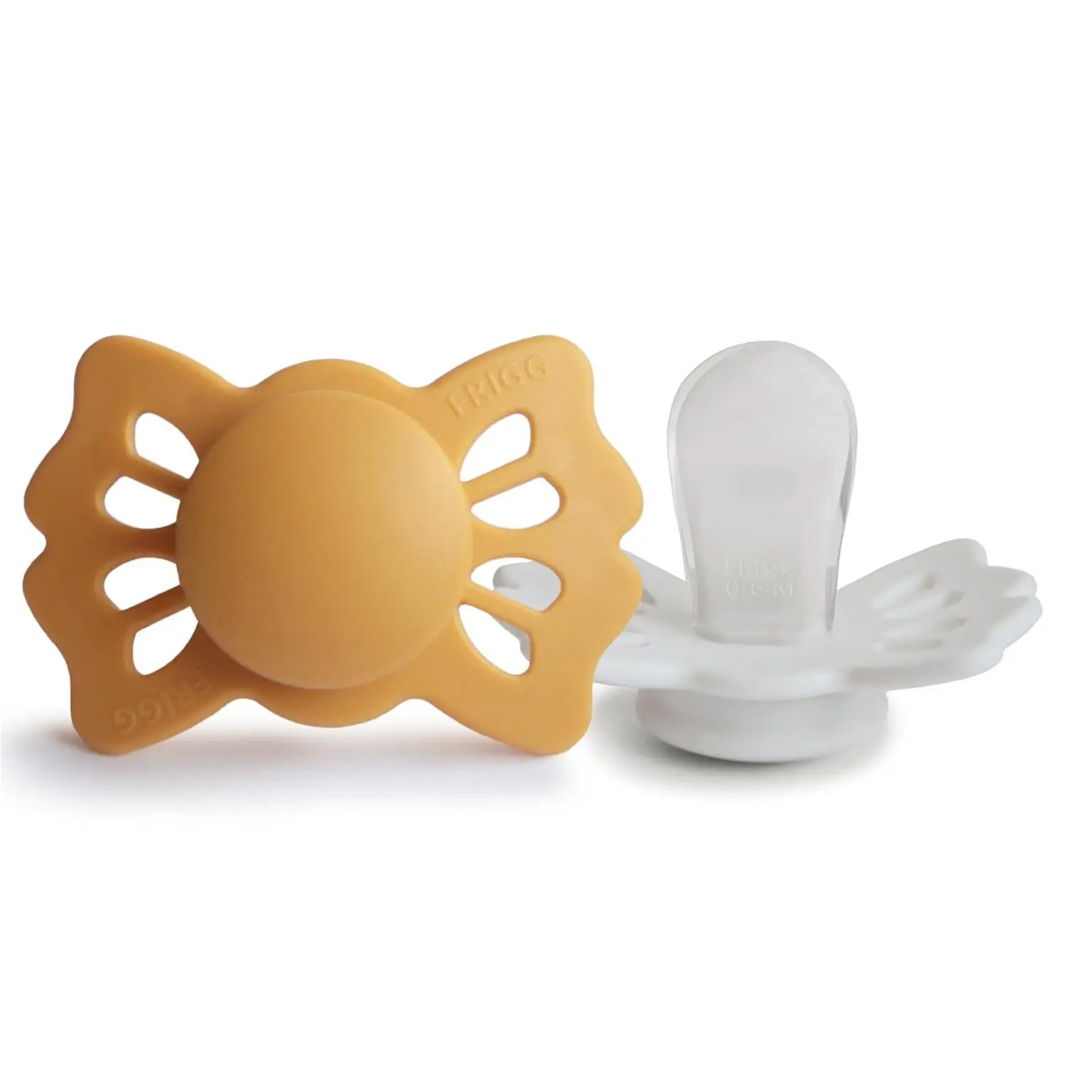Lucky Symmetrical SilkySoft Silicone Baby Pacifier |   Made in Denmark |   BPA-Free (Honey Gold/Cream, 0-6 Months) New model