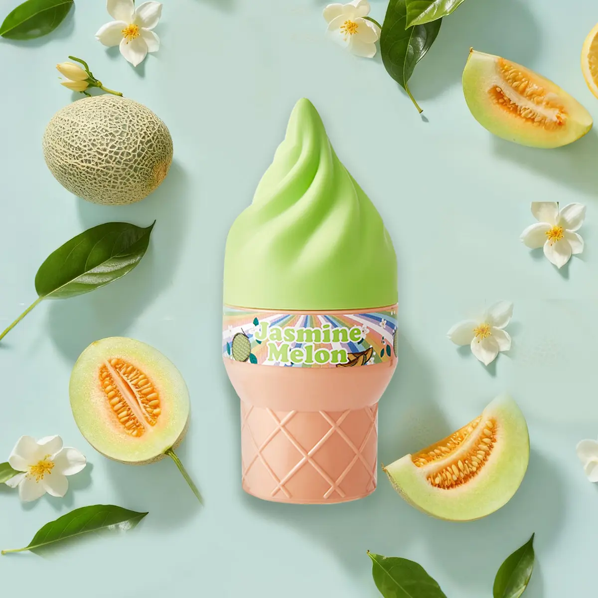 Cute waffle ice cream cone perfume, a dessert-inspired fragrance designed for women, with vanilla cream and delicious cherry scent spray, cute bottle design, an excellent birthday and holiday gift for girls