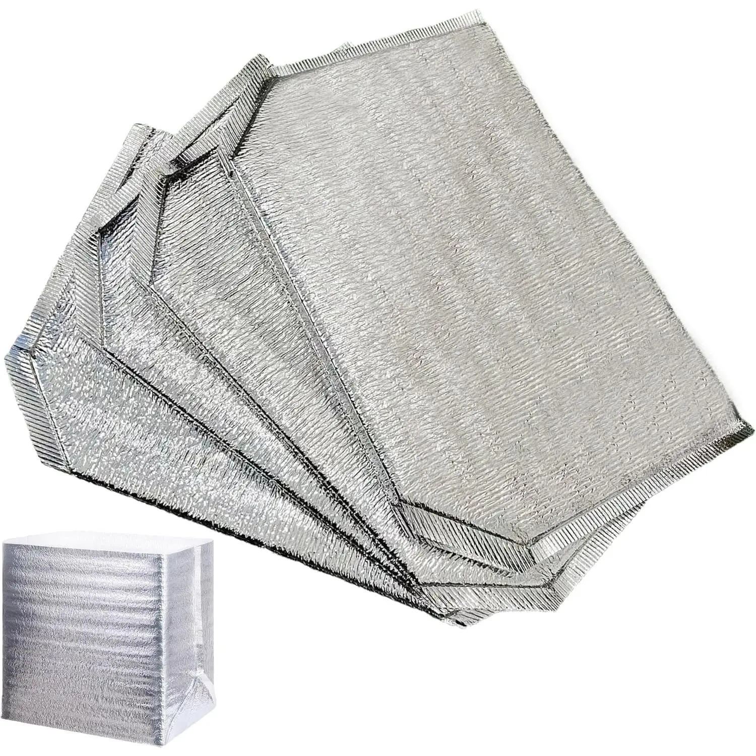 4 PACKS Reusable Insulation Bags Thermal Box Liners, 14x9.2x13.2 in Foil Liners for Takeaway Packing, Lunch Box, Shopping Bag - Waterproof Insulation Lining