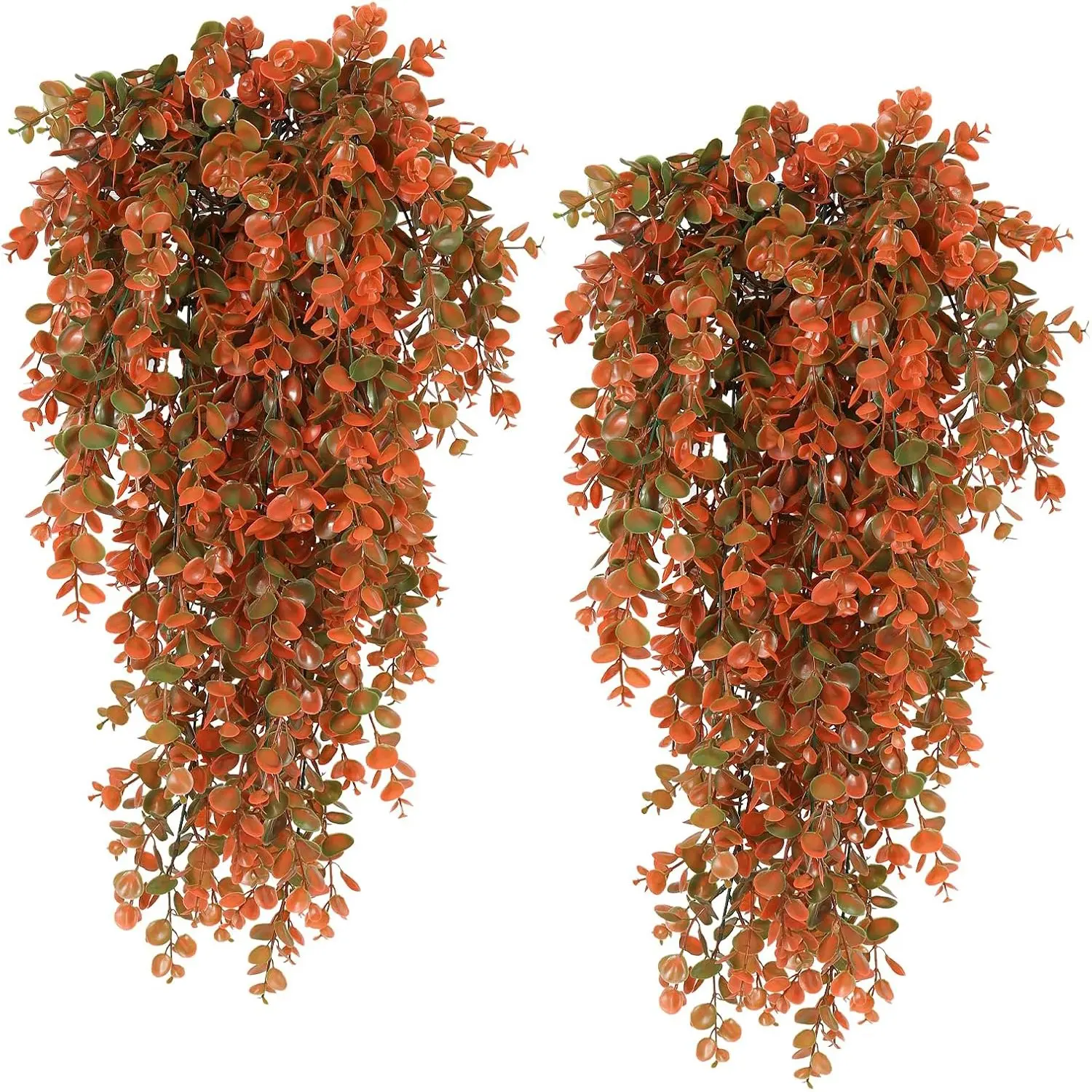4 pieces of autumn hanging decorative plants, realistic leaf plants, no maintenance required, UV resistant, suitable for outdoor porch, wall hanging decorative plants, suitable for Thanksgiving party and wedding decoration plants