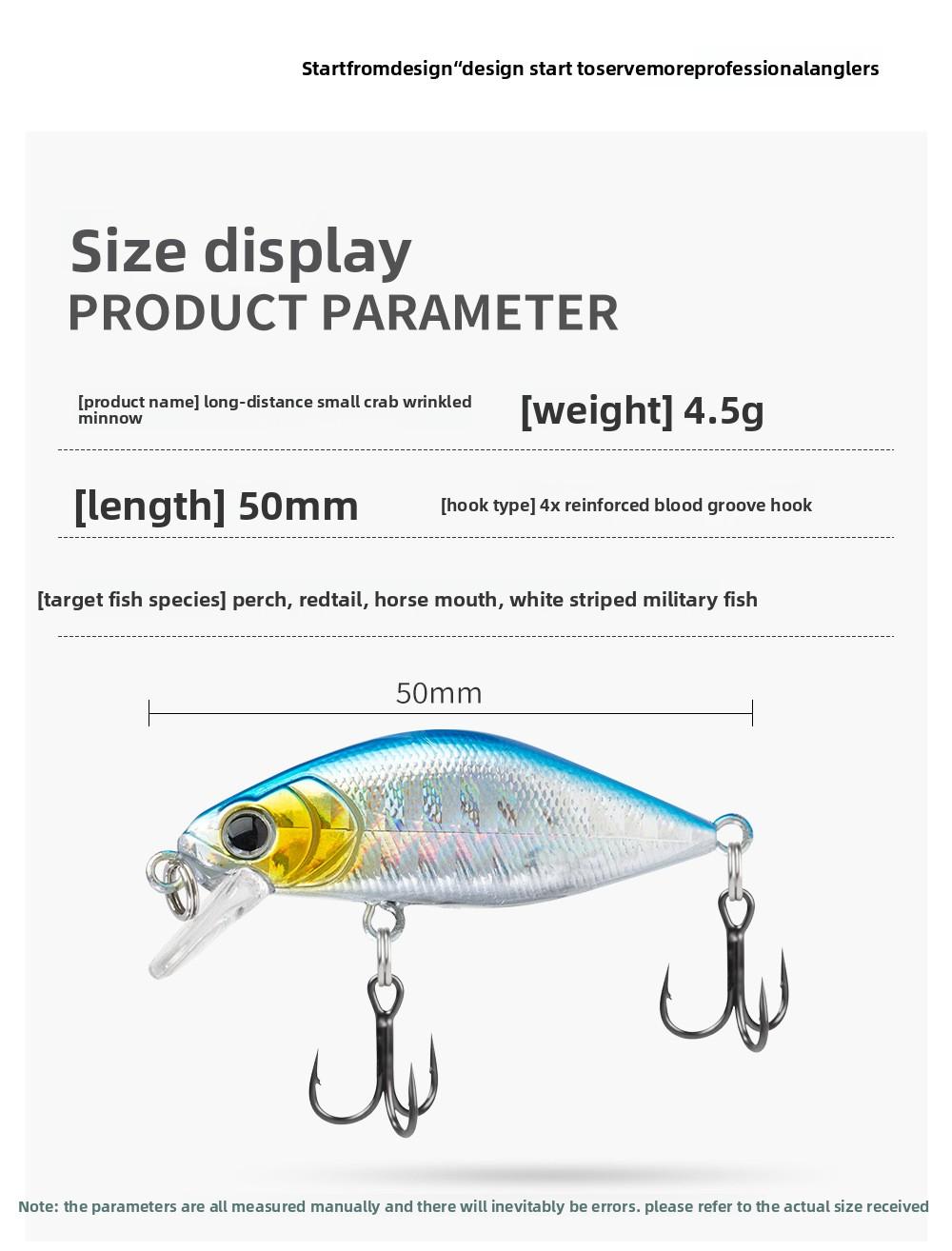 Luya bait 5 pieces(one set) submerged bait, freshwater red eye mouth bionic hard bait