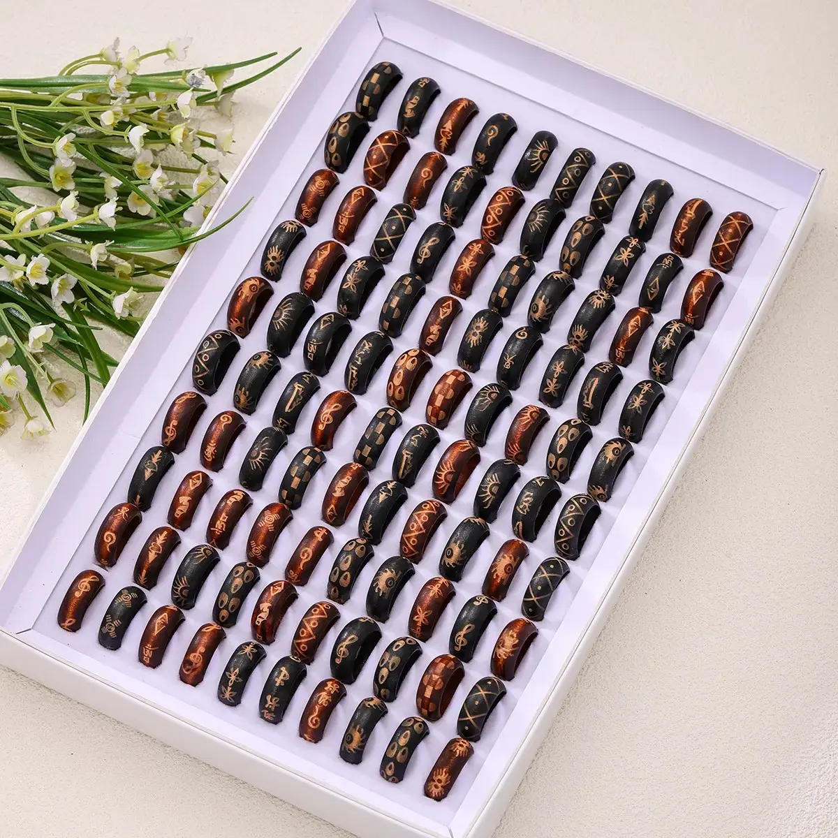 10 PCS/20 PCS/30 PCS Wood Ring Wood Ornament Men and Women Jewelry Ornament Vintage Ring