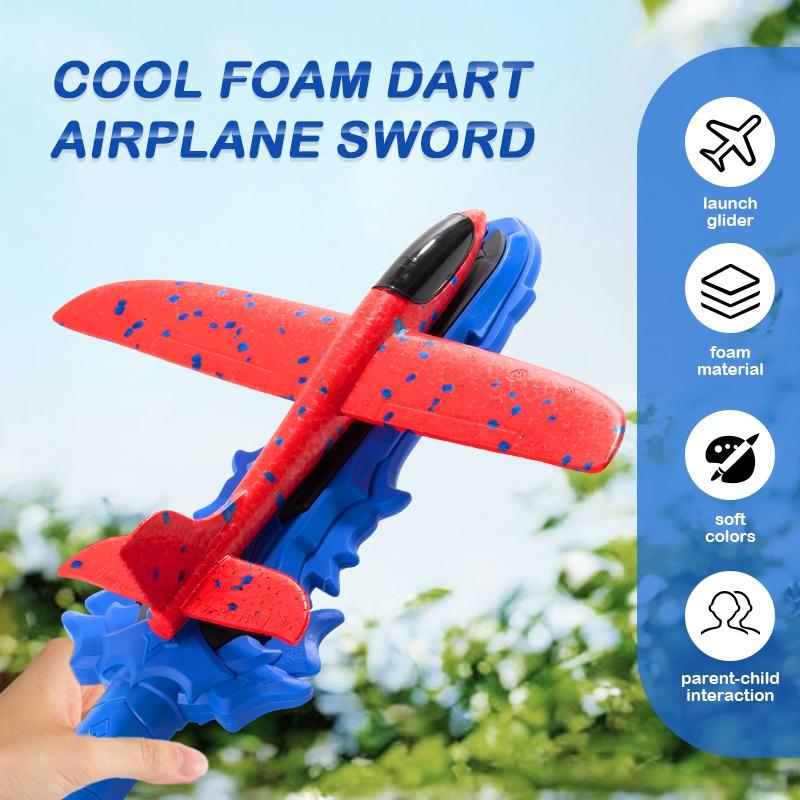 Foam Airplane Flying Toy, 1 Set Sword Design Launcher & Random Foam Airplane Flying Toy, 1 Set Sword Design Launcher & Random