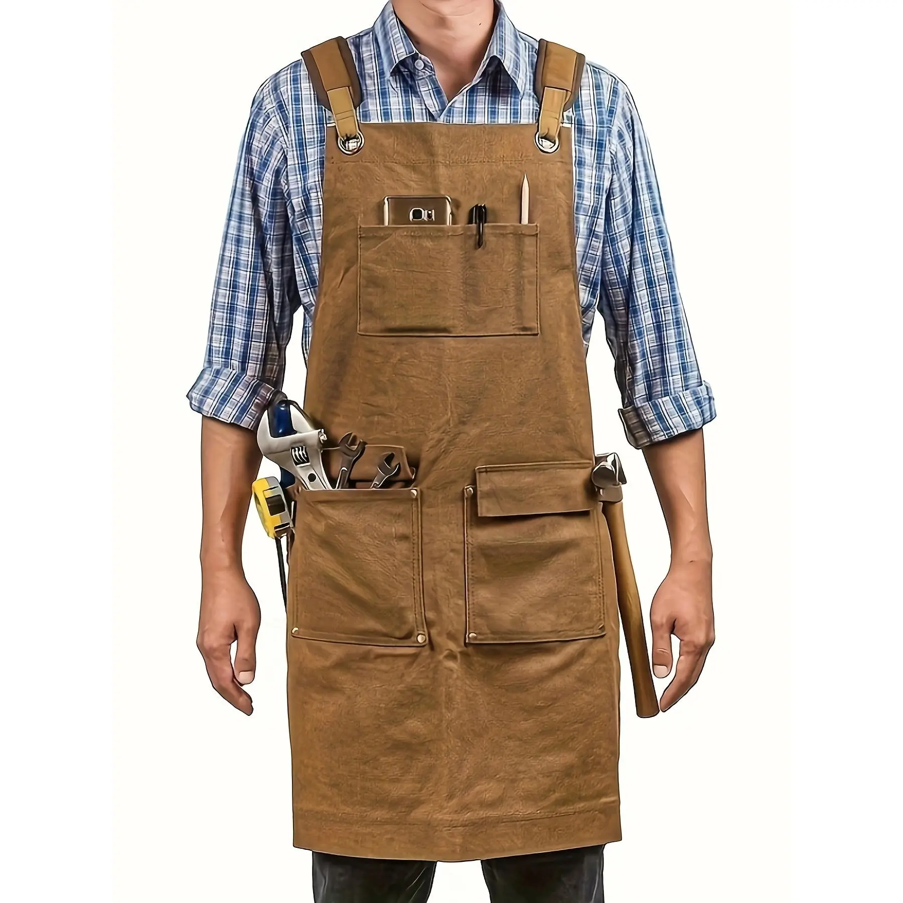 Heavy Duty Woodworking Apron for Men with Tool Pockets for Woodworkers, Blacksmiths, Carpenters