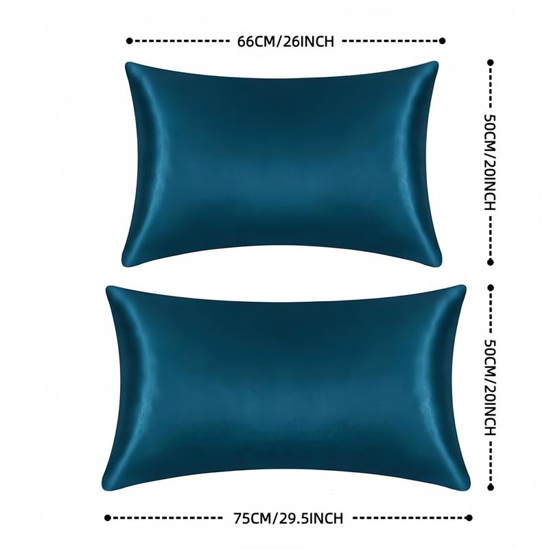 1/2pcs Luxury Soft Silk Pillowcases, Breathable Skin-Friendly Cool Feel, Pure Color Envelope Closure, Bedding Accessories