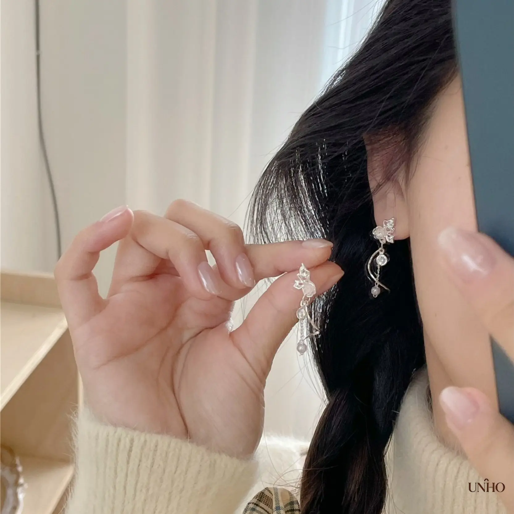 2026 New‑Arrival Peach‑Pink Rose‑Butterfly Spring‑Tassel Earrings For Women, Unique Fairy‑Style Cool‑Feeling Jewelry, Popular Easy‑To‑Match Daily‑Wear Female Ear‑Accessories