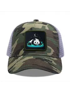 Sleeping Panda at Night Camouflage Mesh Baseball Cap for Men & Women - Adjustable Snapback Trucker Hat, Breathable Back for Hiking, Fishing, Camping, Golf & Casual Outdoor Attire Camouflage Random