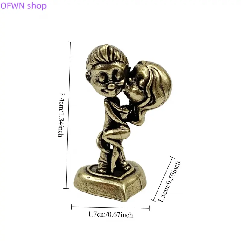 2026 New Brass Retro Couple Ornament Creative Portrait Office Desktop Decoration Copper Ornament Gift