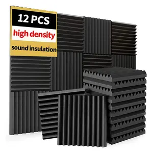 High Density High Resilience Acoustic Sound Absorbing Foam, Easy Install Sound Insulation Cotton, Noise Reduction Privacy Protection Sponge for Recording Studio & Conference Room, Studio Soundproofing