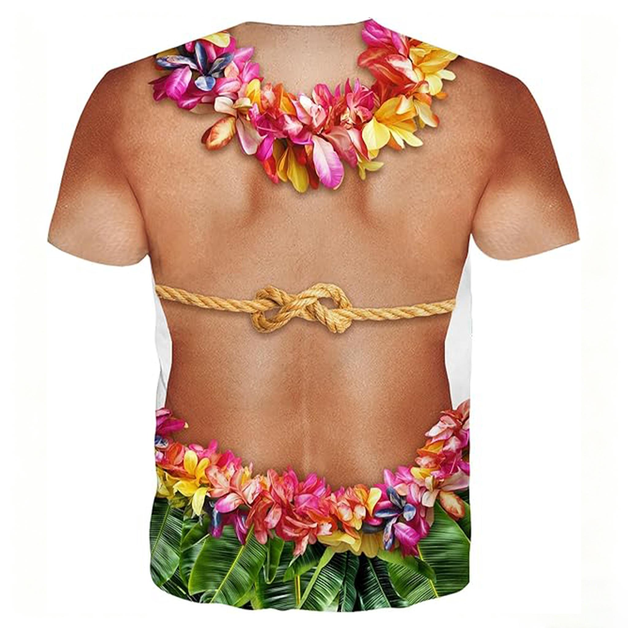 Unisex 3D Fake Abs Shredded Chest Printed Crew Neck Costume Tee, Ultra-Soft Stretchy Short Sleeve Sports Top, Multi-Size