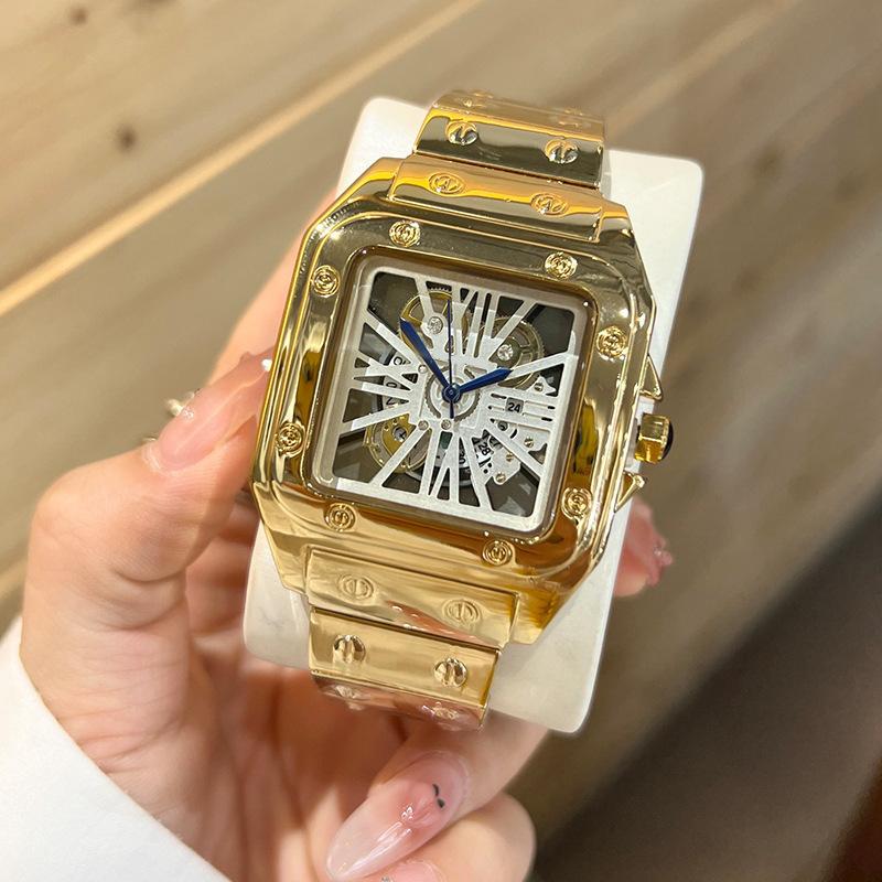 Kadi Men's Alloy Quartz Watch Hollow Transparent Bottom Men's Business Quartz Watch Wristwatch