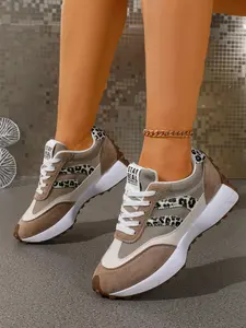 Women's Spring Casual Sports Shoes, Breathable Comfortable Thick Sole, Trendy All-Season Fashion, Solid Pattern, Rubber Sole