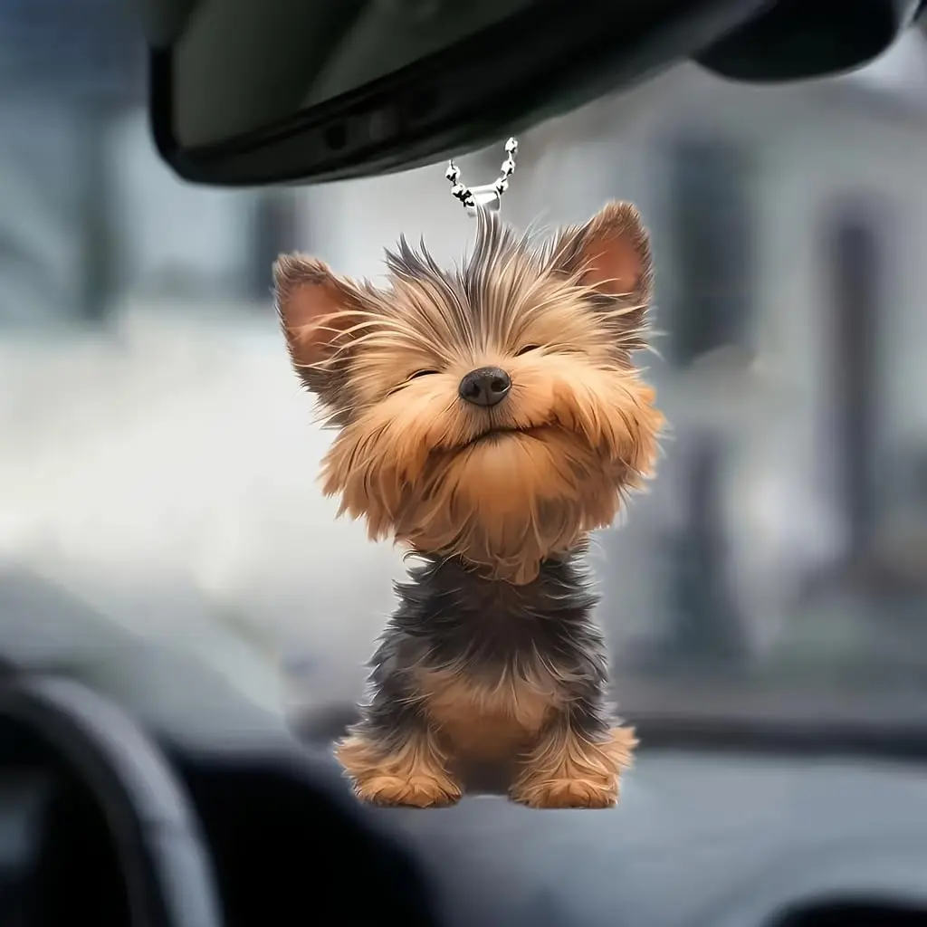 Small PVC 2D Yorkie Car Pendant, Multifunctional Keychain, Backpack Decor | Valentine's/Christmas Gift for Friends